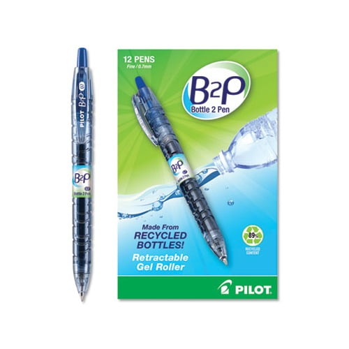 B2P Bottle-2-Pen Recycled Retractable Gel Pen 0.7mm, Blue Ink, Translucent Blue Barrel