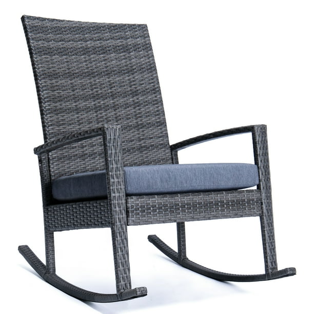 Leisuremod Duval Outdoor Wicker Rocking Chairs With Cushion Com Leisuremod Duval Outdoor Wicker Rocking, Outdoor Wicker Rocking Chairs
