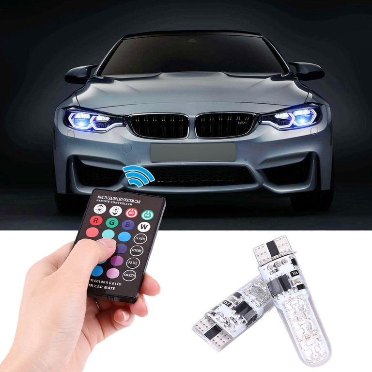 4-Pack T10 RGB LED Car Interior Bulbs With Remote - 6 SMD 5050 - 16 Colors & 4 Light Modes