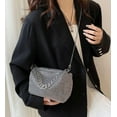 thumbnail image 3 of Kukuzhu Rhinestone Clutch for Women Sparkling Chain Evening Handbags Silver Purse Bling Hobo Handbag for Wedding Cocktail Party, 3 of 8