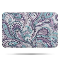 Purple and Teal Paisley and Floral Pattern Bathroom Rugs Mat,Non Slip Microfiber Bathroom Rug,Rubber Backing,Soft Bathroom Mats for Bathroom Floor,Tub and Shower,17x27in(43x68cm)
