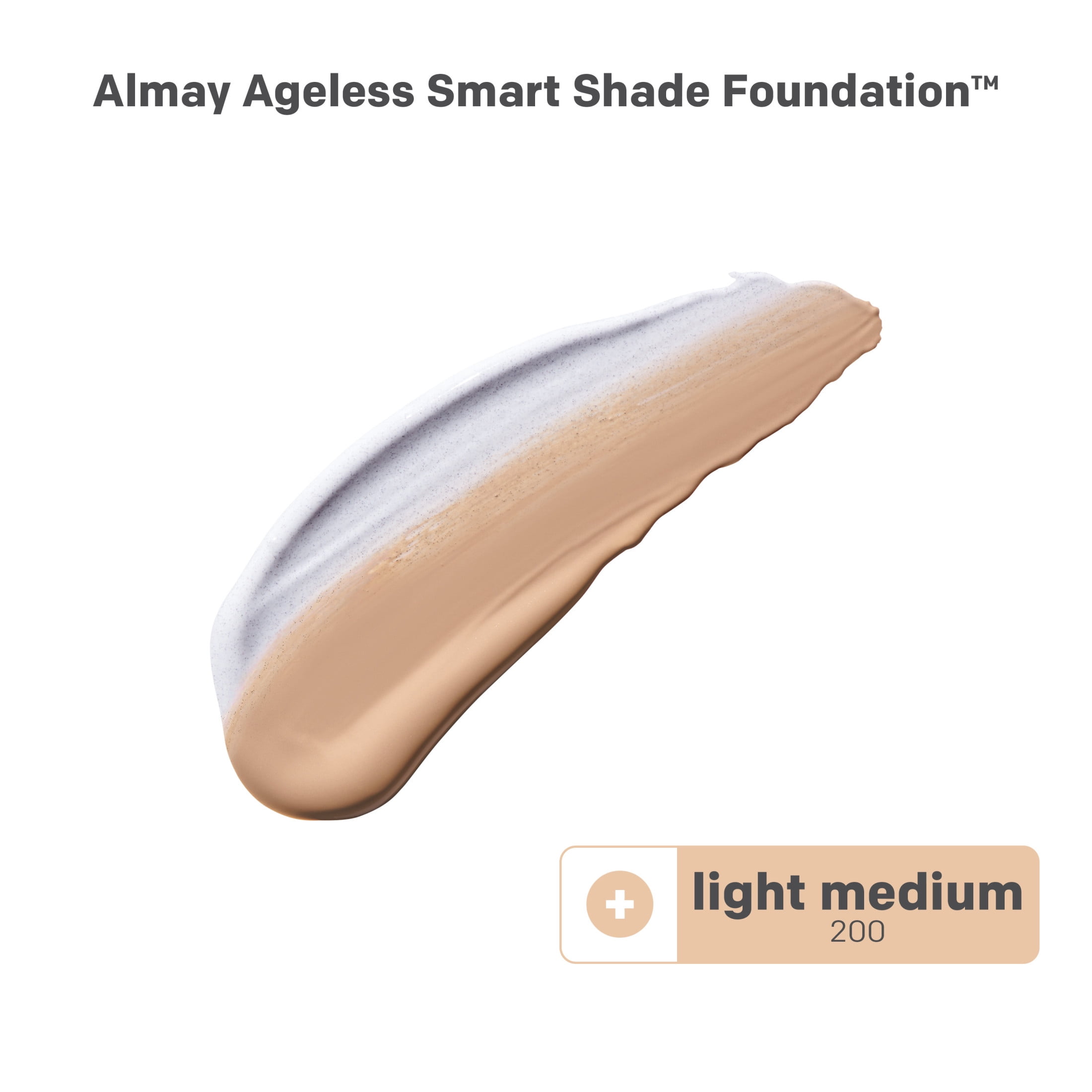 Almay Ageless Smart Shade Liquid Foundation Makeup, Hypoallergenic, 200 Light Medium, 1 fl oz