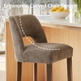 thumbnail image 4 of Usaint Chenille Bar Stools Set of 2, 26" Counter Height Barstools, Mid-Century Wooden Kitchen Island Chairs for Dining Room, Brown, 4 of 9