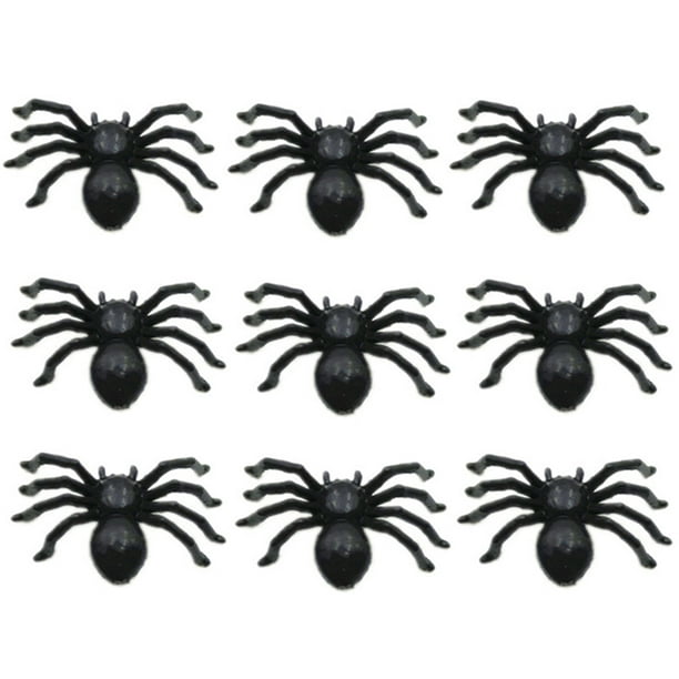 30Pcs Mini Plastic Horror black spider haunted house spider web