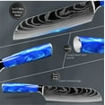 thumbnail image 4 of Japanese Kitchen Knife Set with Beautiful Blue Resin Handle -Chef Knife, Bread Knife, Cleaver Knife, Paring Knife, & More (10-Piece Chef Knife Collection), 4 of 7