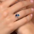 thumbnail image 4 of Gem Stone King 925 Sterling Silver Persian Blue Moissanite Blue Created Sapphire and White Diamond Ring for Women (1.63 Cttw, Heart Shape 6MM, Gemstone Birthstone, Size 8), 4 of 6