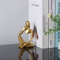 thumbnail image 2 of Estatua de pensador, decoración dorada, escultura de arte abstracto, figuras coleccionables de resina dorada para el hogar, sala de estar, oficina (derecha, dorado), 2 of 5