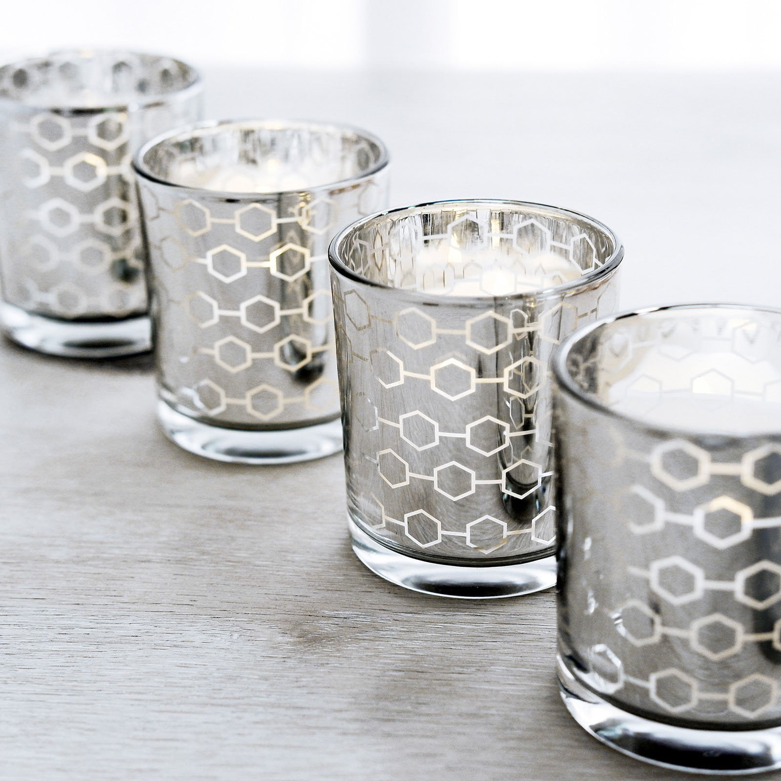 Efavormart 6 Pack Gold Mercury Glass Votive Candle Holders Honeycomb Design Tealight Holders for Home Decor Weddings Parties Table Centerpieces 