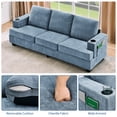 thumbnail image 6 of COZONY Modern 89" 3-Seater Sofa with Deep Seats, Chenille Fabric, Cup Holders and Side Storage Pockets for Living Room, Apartment,Blue, 6 of 8
