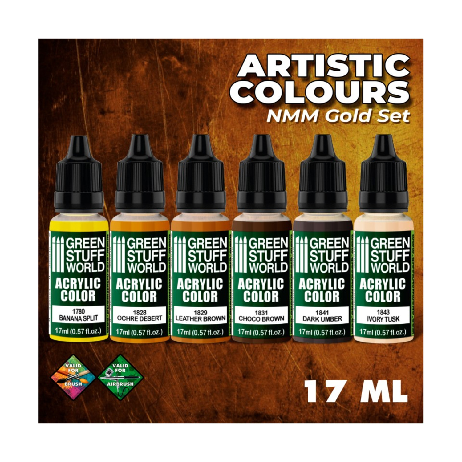 Green Stuff World Artistic Colours - NMM Gold Paint Set New