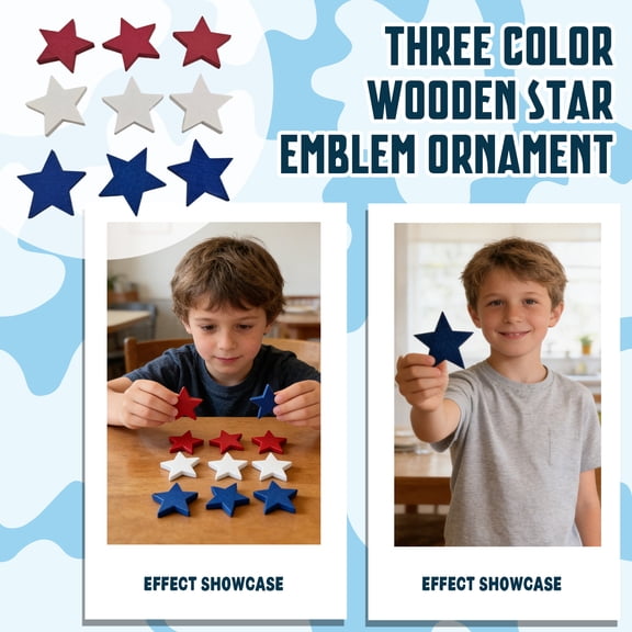 Patriotic Decorations, 4Th of July Home Decor, 0.79*0.79in Cut Stars, Red White Blue Colored, Wooden Decor, 120 Pc, Indoor Holiday Displays