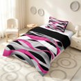 thumbnail image 2 of Manfei Abstract Wavy Stripe Twin Comforter Sets, Modern Abstract Art Bedding Set, Pink, Black and White, Black Reversible 2pcs, 1 Comforter and 1 Pillowcase, 2 of 6