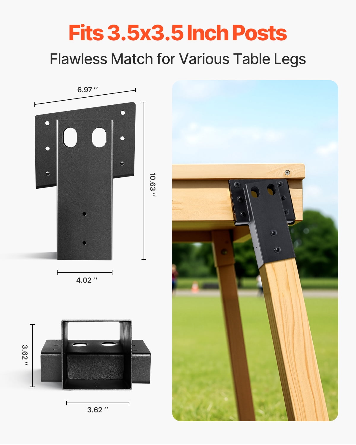 VEVOR Deer Blind Brackets, Outdoor 3.6x3.6 Platform Bracket, Fit 3.5x3.5 In / 88.9x88.9 mm Lumber, 2204lbs/1000kg Capacity Steel Elevator Brackets for Deer Stand, Hunting Blinds, Shooting Shack