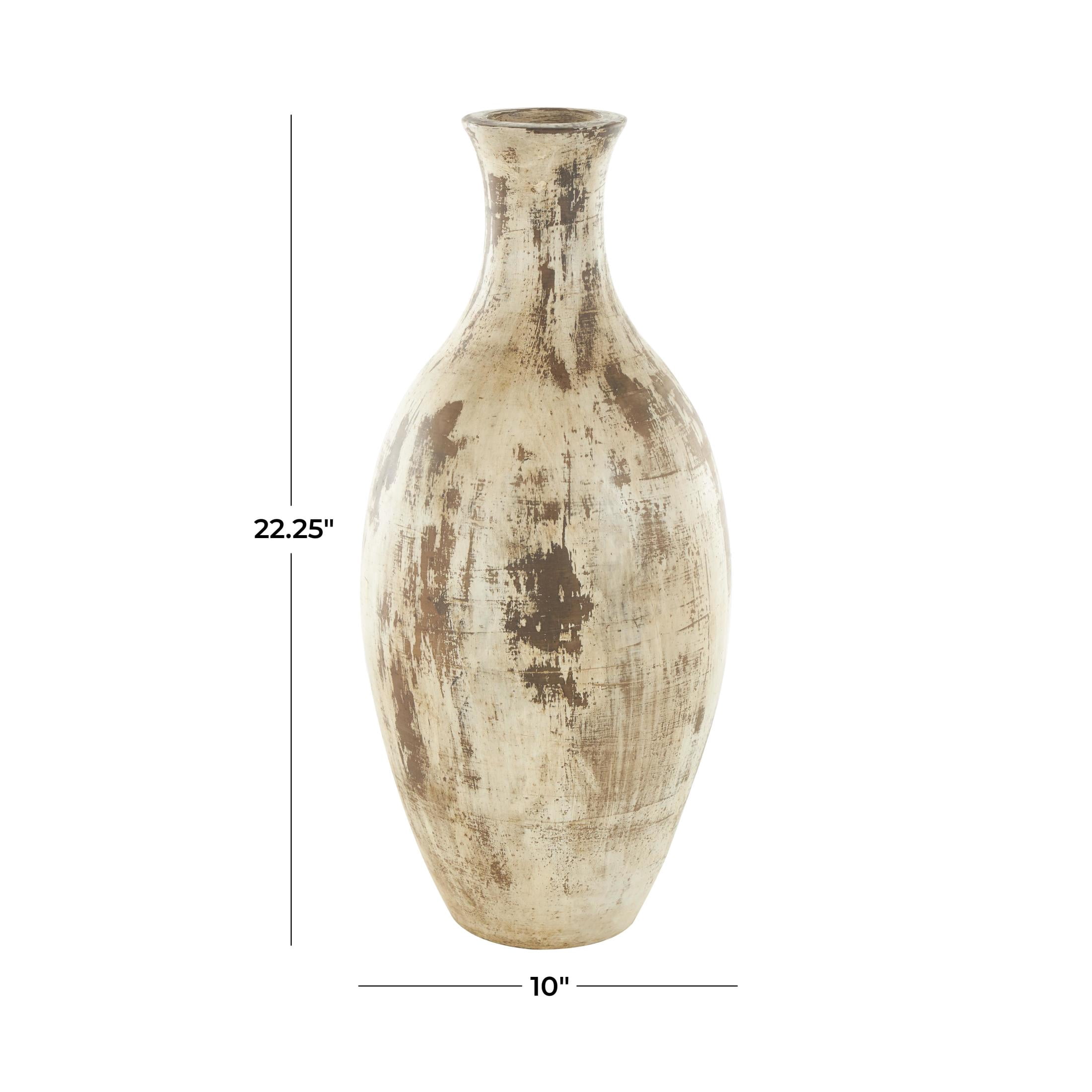 DecMode 22" Antique Style Distressed Brown Ceramic Vase