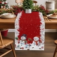 thumbnail image 2 of Red Snowman Christmas Dresser Scarf Farmhouse, Dining Table Decorations for Wedding/Parties, Xmas Snowflake Winter Ball Table Runner 120 Inches Long for Kitchen Dining, 13 x 120 In, 2 of 9