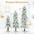 thumbnail image 5 of Demi Bonn Set of 3 Green + White Pre-Lit Christmas Trees - Snow-Flocked Tips, 30+50+70 Warm White LEDs, Metal Base, 5 of 7