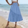thumbnail image 4 of BUIGTTKLOP Women's Boho Maxi Skirt High Waist Pleated A-Line Flowy Swing Asymmetric Tiered Long Skirts with Pockets, 4 of 6