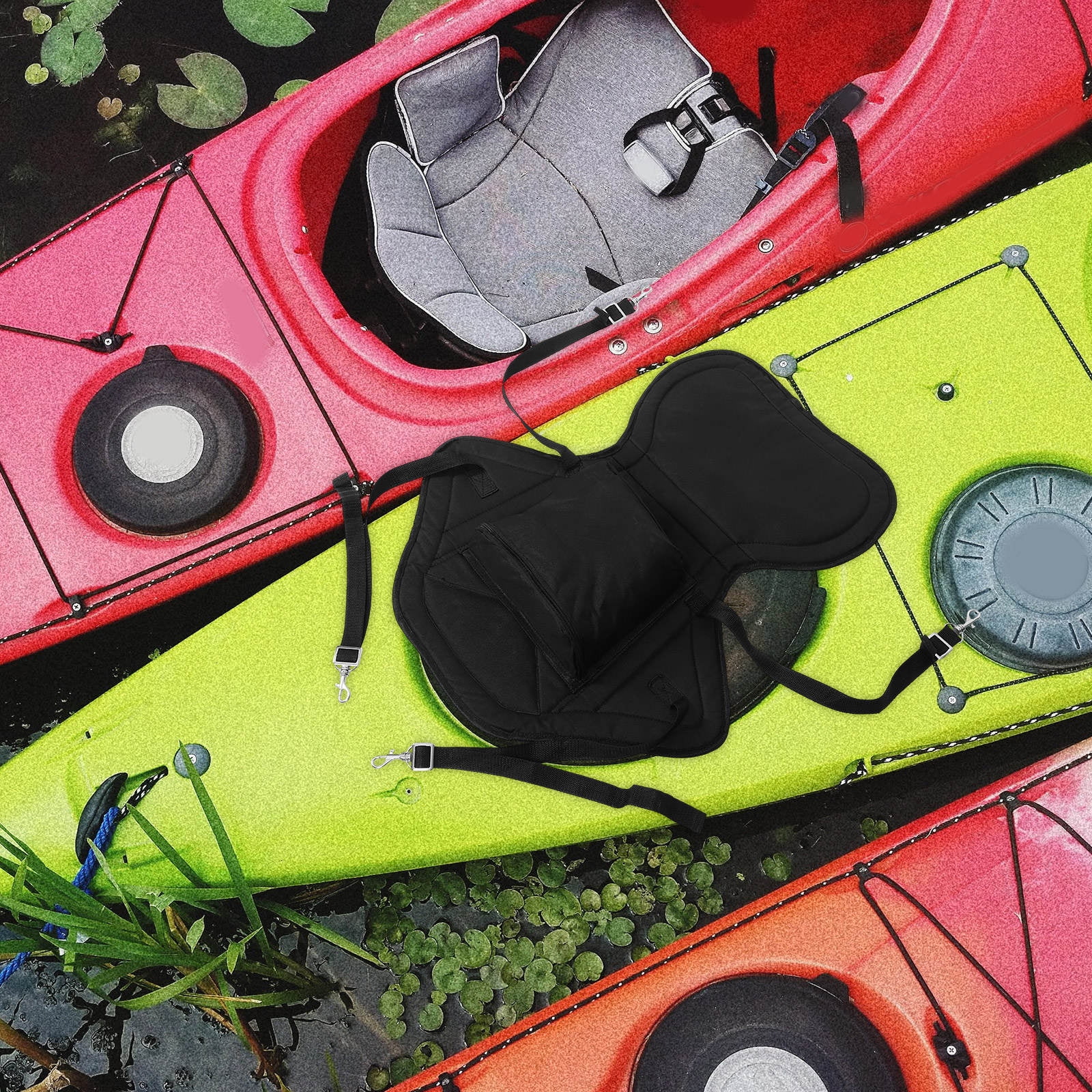 AURARMLET Black Kayak Back Cushion with Breathable, Anti-Wear Fabric for Outdoor Comfort and Support