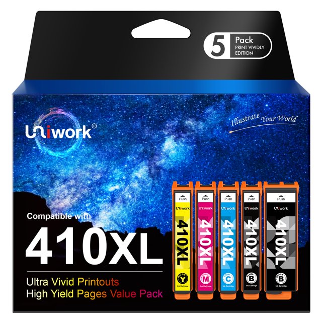 Uniwork Remanufactured 410XL Ink Cartridge Replacement for Epson 410XL 410 XL T410XL use for Expression XP-830 XP-640 XP-7100 XP-630 XP-530 XP-635 Pr