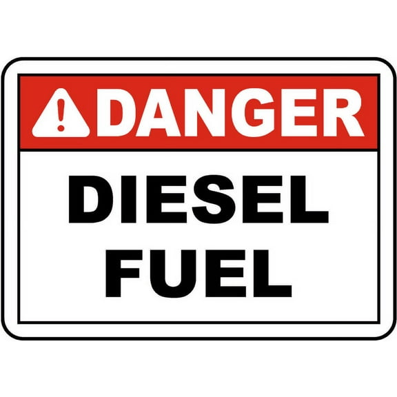 Vinyl Stickers - Danger Diesel Fuel Sign - Safety and Warning Warehouse Signs Stickers - 3.5" x 5" - 3 Pack