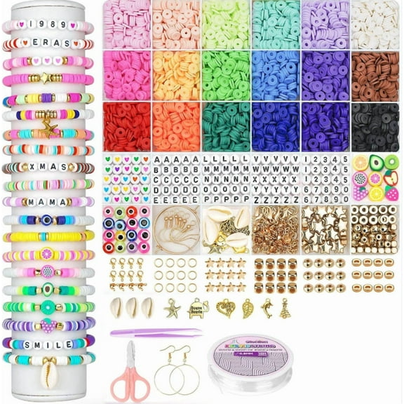 Arts and Crafts Clay Bracelet Making Kit with 5200 Pieces, Beads for Bracelet Making, Perfect Crafts for Kids, Friendship Beads for Jewelry Making, Ideal Gift for Girls Aged 4-12 Years Old