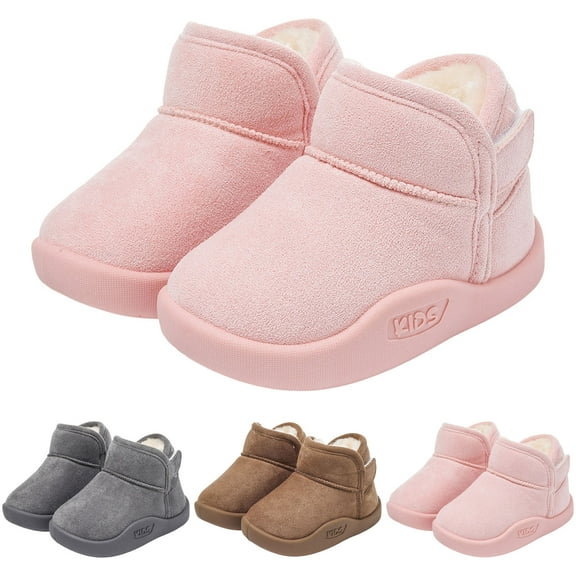 Dakaela Baby Winter Boots Boys Girls Suede Snow Booties Infant Fleece Lined Outdoor Walking Shoes 0-6Y
