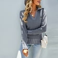 thumbnail image 2 of Jersey de manga larga con cuello en V suelto sólido a la moda para mujer Pompotops  hdfakjf11658, 2 of 7