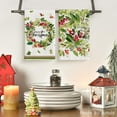 thumbnail image 2 of Holly Berry Merry Christmas Kitchen Towels Dish Towels, 18x26 Inch Leaves Wreath Winter Xmas Holiday Decoration Hand Towels Set of 2, 2 of 6