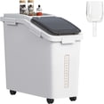 thumbnail image 1 of Cubo de almacenamiento de harina YITAHOME de 50 l/40 kg con ruedas, cuchara y tapa, color blanco, 1 of 7