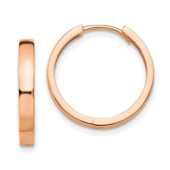 Finest Gold 14K Rose Gold Hinged Hoop Earrings