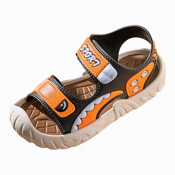JUMEYU Baby Sandals Boys Sandals Thick Sole Open Toe Summer Shoes Toddler Little Big Kid Boy Beach Sandal Size 6 (Orange,Toddler 6)