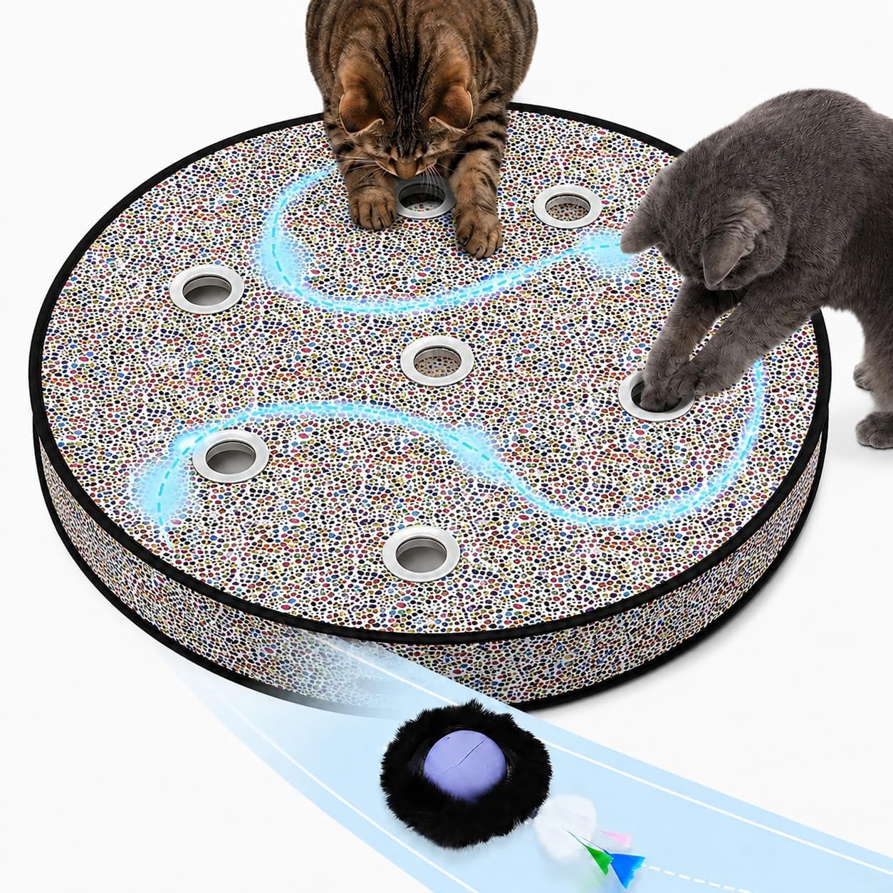 Just For Cats, Cat Toy Ball, 7 Count, Midnight Crazies Rolling Toy