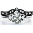 thumbnail image 2 of Divine Creation 1.54 Ct Oval Cut White Diamond Wedding Engagement Bridal Ring Set 14K Black Gold Plated 925 Sterling Silver For Women's -7, 2 of 3
