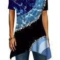thumbnail image 4 of DYMADE Women Round Neck Printing Irregular Hem Short Sleeve Tunic T-Shirt Top, 4 of 4