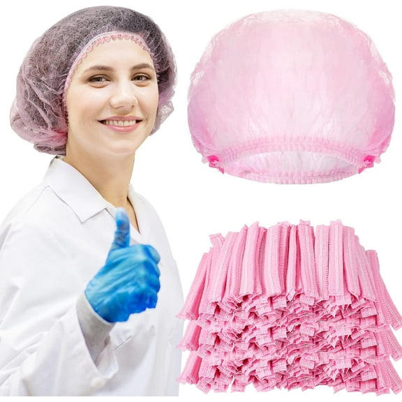 BlinkLLX 100 Pcs Disposable Bouffant Caps 21" Hairnets Non Woven Bulk Elastic Dust Caps for Food Service, Cooking, Kitchen