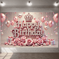 thumbnail image 5 of Pink Theme Banner Royal Crown Princess Backdrop Pink Roses Sparkling Letters Glamorous Party Backdrop for Birthday Party Girls' Birthday Indoor Decoration, 5 of 9