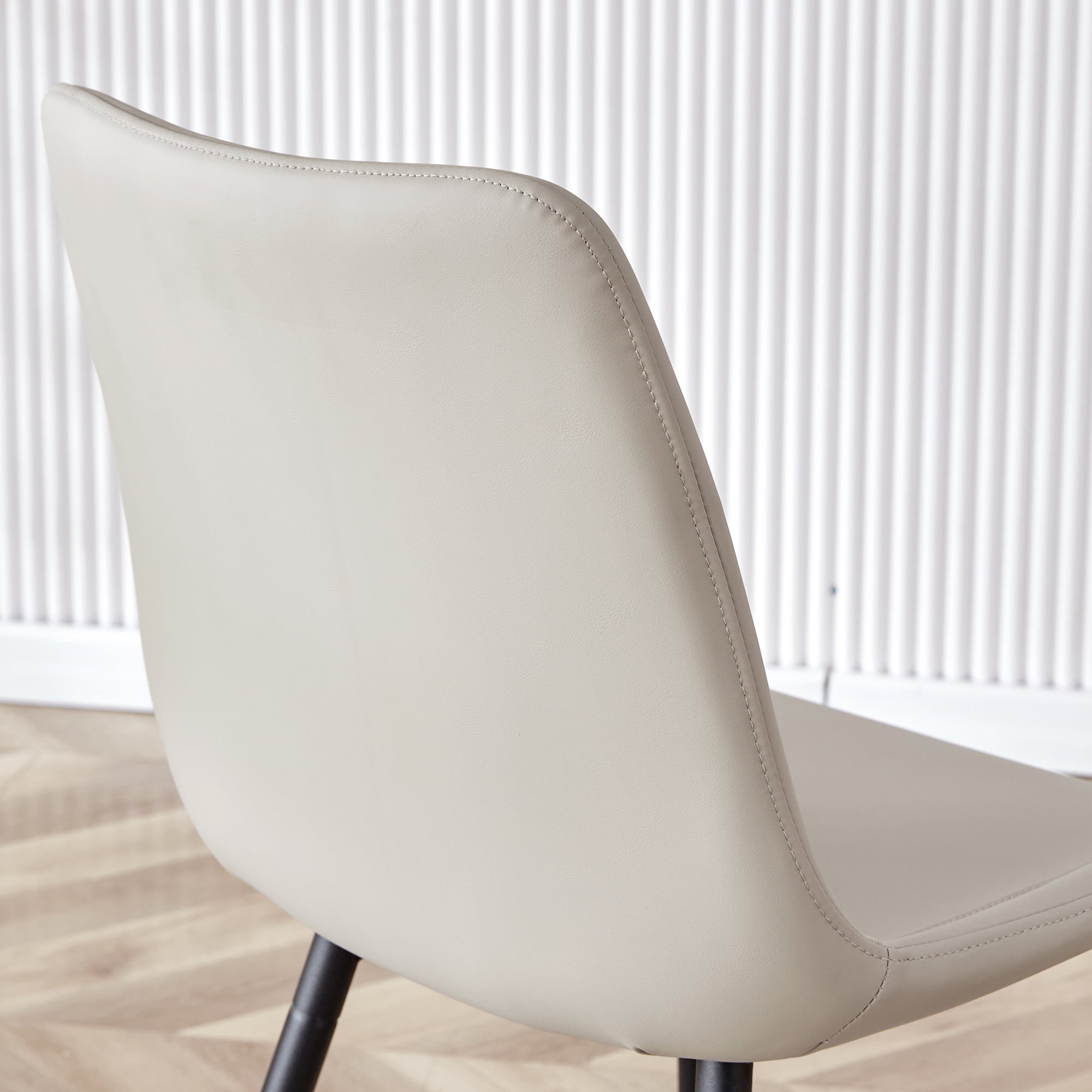 NYEESS Set of 4 Light Gray PU Dining Chairs with Black Metal Legs, Modern Kitchen Seating