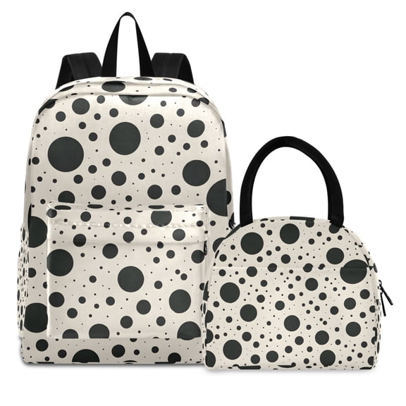 ALAZA Backpack Set Polka Dots Elementary School Bags Student BookBag with Lunch Bag