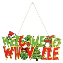 Deago Christmas Decorations Hanging Sign - Christmas Wooden Door Sign Welcome to Whville Decor for Holiday Xmas Door Wall Tree Decorations Indoor Outdoor