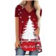 thumbnail image 1 of Camiseta Impresa con Cuello en V de Manga de Raglan de la Parte Trasera Larga Delantera Corta de las Mujeres de Navidad, Vacaciones Informales, 1 of 5