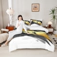 thumbnail image 4 of Homewish Black Golden Splash 2pcs Bedding Comforter Set For Teens Boys Girls,Abstract Graffiti Twin Comforter Sets,Vintage Aesthetic Breathable Bedding Set,Luxury Bedroom Decor,Reversible, 4 of 8