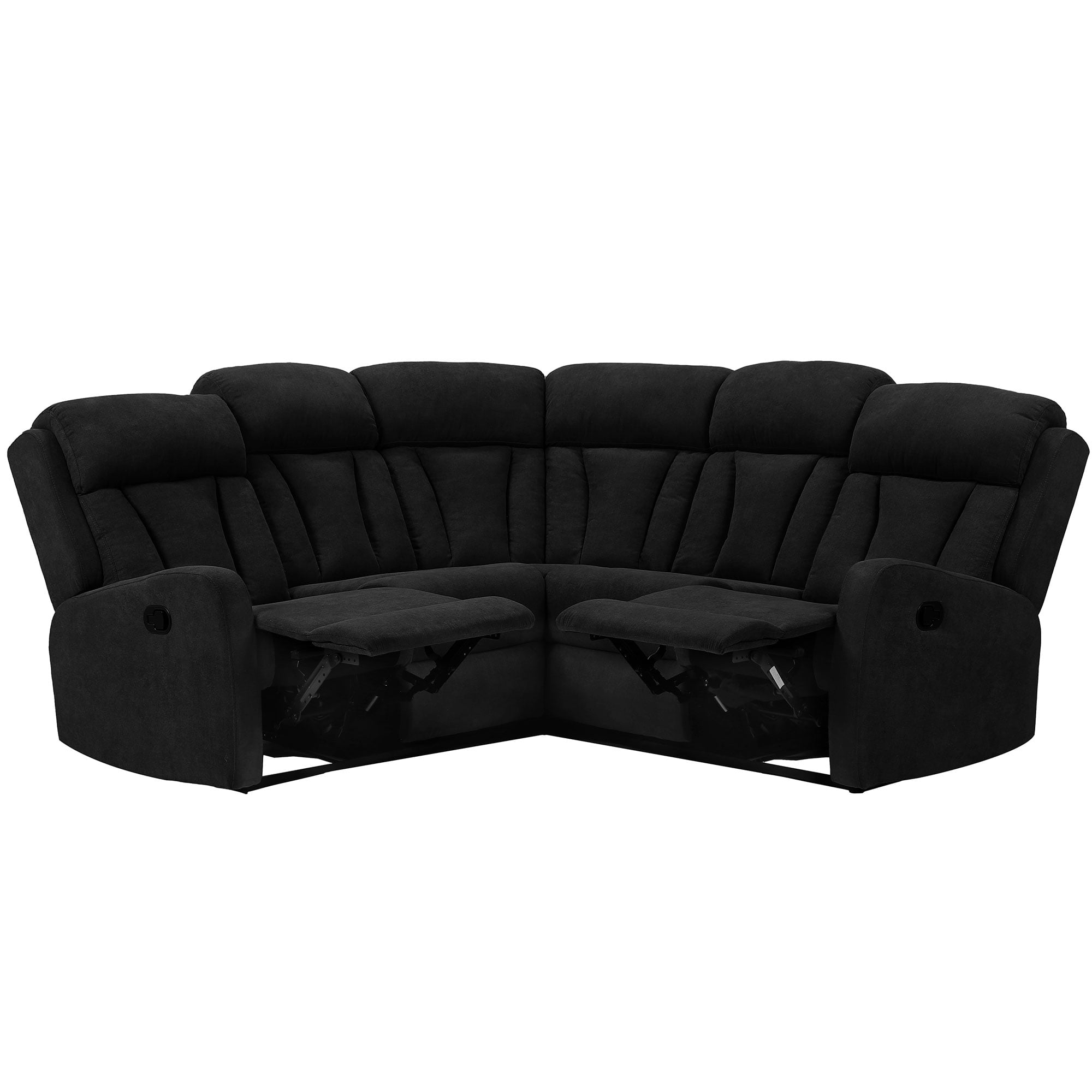 Modstyle Manual Reclining Sectional Sofa Set for Living Room, Black