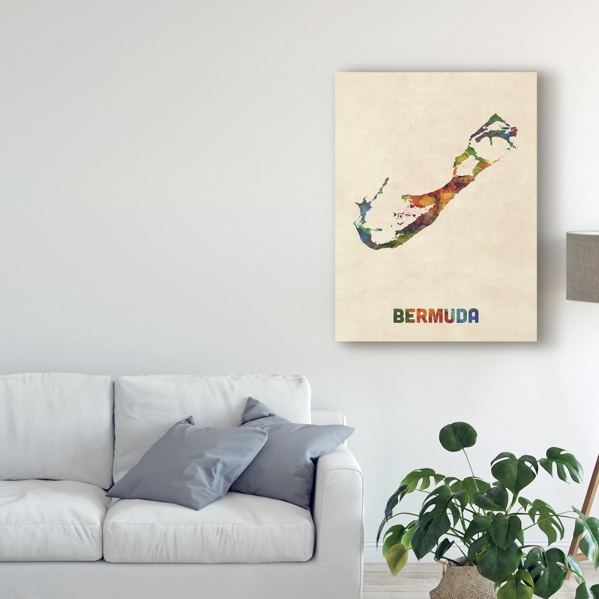 Trademark Fine Art 'Bermuda Watercolor Map' Canvas Art by Michael Tompsett