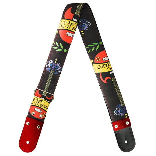 Correa para guitarra Strap o Tahali para guitarra acústica, bajo eléctrico, guitarra eléctrica Kidam Musik Negro