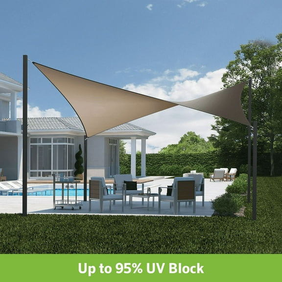 Coolaroo Outdoor DualShade Sun Sail and Hardware Kit, 95% UV Block Protection, 12' Square; Cobblestone