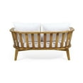 thumbnail image 6 of GDF Studio Lennon Outdoor Acacia Wood Loveseat with Cushions, White and Teak, 6 of 7