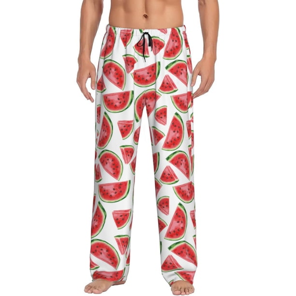 Fotbe Hand Drawn Watermelon Pantalones de Pijama para Hombre, Pantalones de Dormir, Pantalones de Casa con Cintura Ajustable y Bolsillos-X-Large