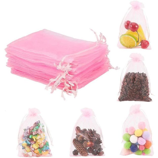 6.5 x 4.21 x 1.69 inchesPink100 bolsas de regalo de organza rosa de 4x6 pulgadas con cordón, bolsas de dulces, bolsas de recuerdos de boda, bolsas de joyería para Baby Shower, boda