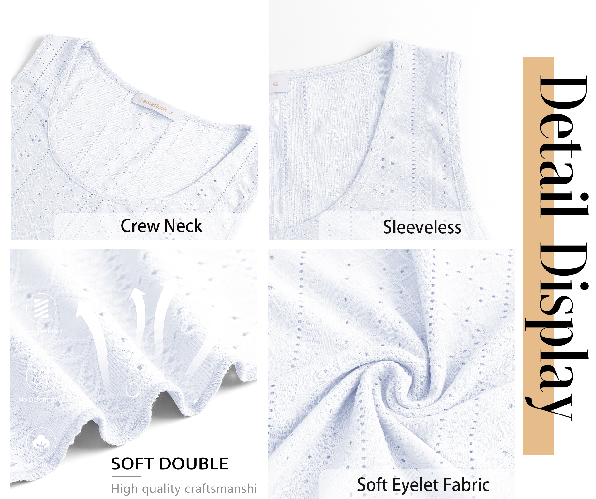Fantaslook Women's Eyelet Embroidery Crew Neck Tank photo 5