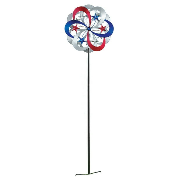 Collections Etc Patriotic Double Wind Spinner Garden Stake Decoration, 54" H Walmart